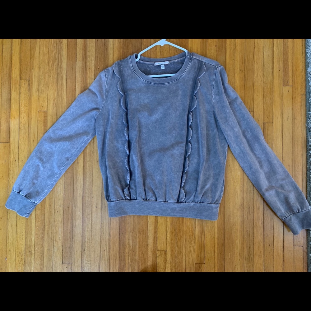 Anthropologie Eri + Ali Scalloped Sweatshirt